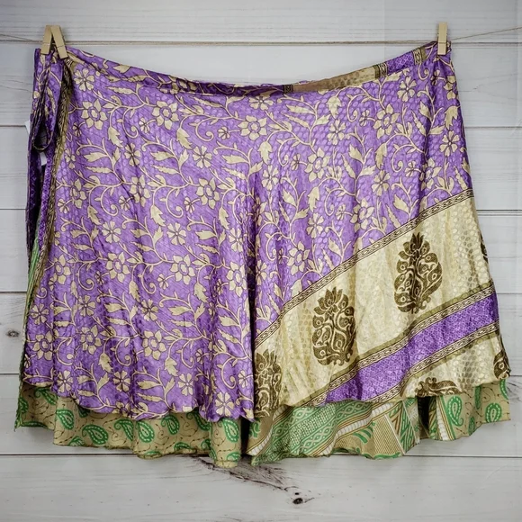 Darn Good Yarn Sari Silk Wrap Skirt Tea Goddess - Picture 5 of 16